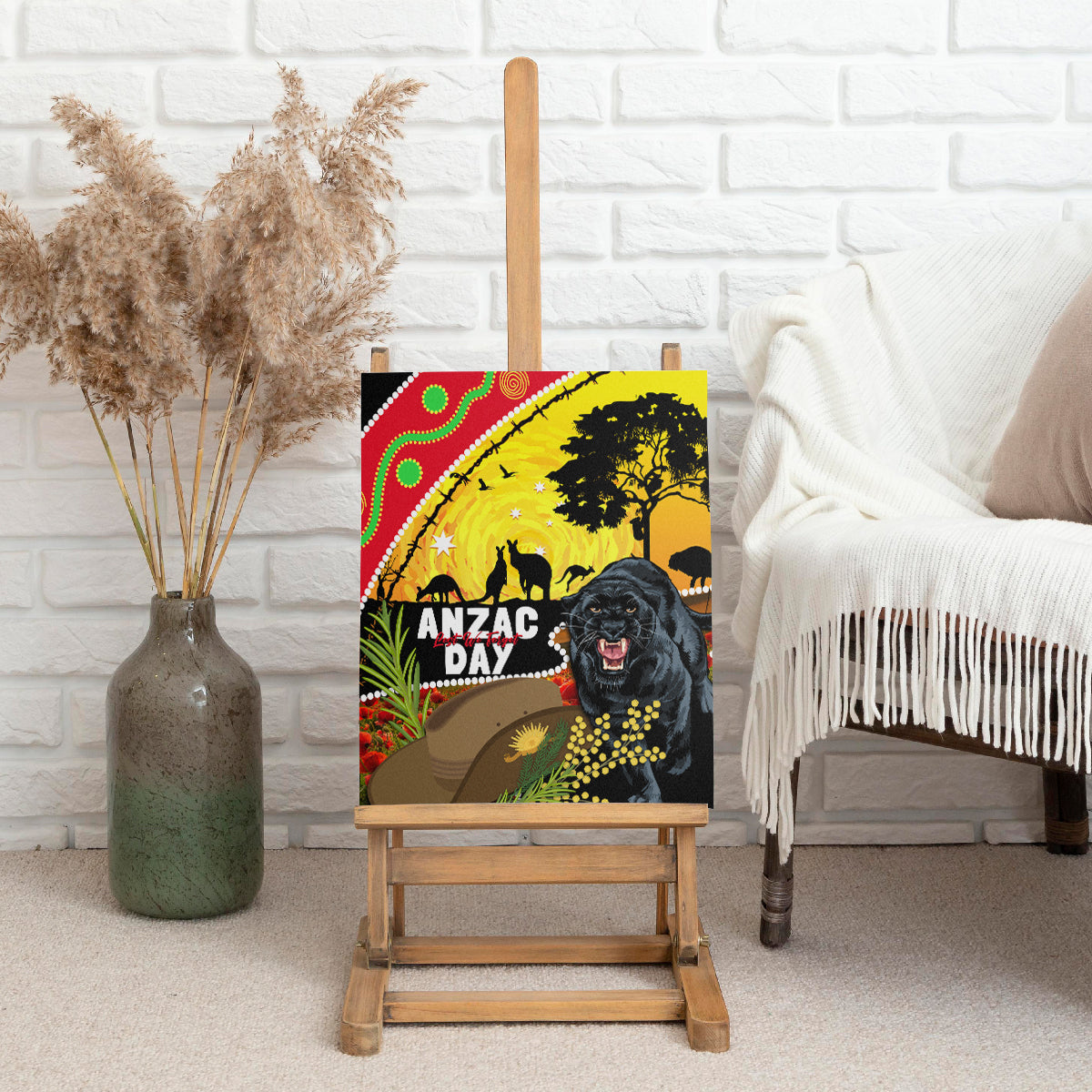 Panthers ANZAC Day Canvas Wall Art Pennies Mascot Rosemary Starring Night Style