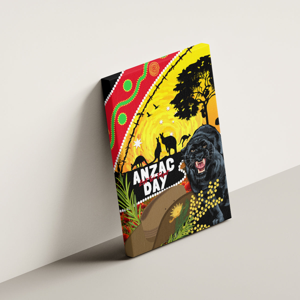 Panthers ANZAC Day Canvas Wall Art Pennies Mascot Rosemary Starring Night Style