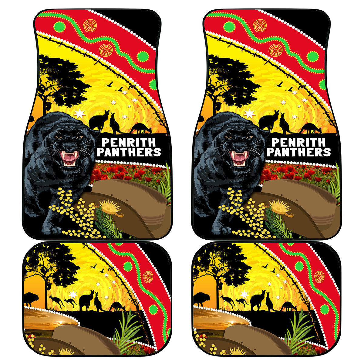 Panthers ANZAC Day Car Mats Pennies Mascot Rosemary Starring Night Style
