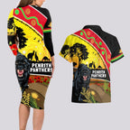 Panthers ANZAC Day Couples Matching Long Sleeve Bodycon Dress and Hawaiian Shirt Pennies Mascot Rosemary Starring Night Style