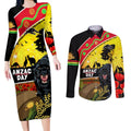 Panthers ANZAC Day Couples Matching Long Sleeve Bodycon Dress and Long Sleeve Button Shirt Pennies Mascot Rosemary Starring Night Style