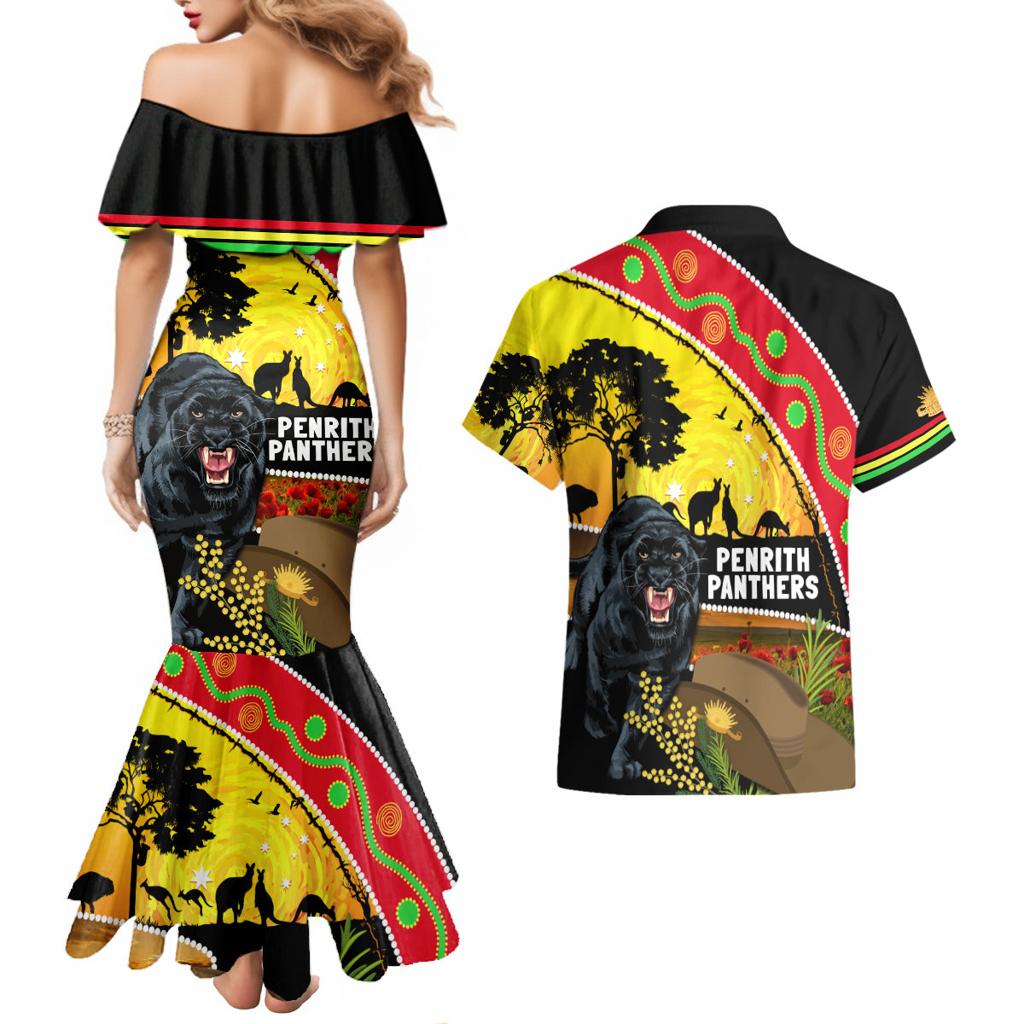 Panthers ANZAC Day Couples Matching Mermaid Dress and Hawaiian Shirt Pennies Mascot Rosemary Starring Night Style