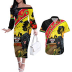 Panthers ANZAC Day Couples Matching Off The Shoulder Long Sleeve Dress and Hawaiian Shirt Pennies Mascot Rosemary Starring Night Style