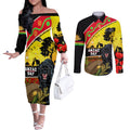 Panthers ANZAC Day Couples Matching Off The Shoulder Long Sleeve Dress and Long Sleeve Button Shirt Pennies Mascot Rosemary Starring Night Style