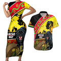 Panthers ANZAC Day Couples Matching Short Sleeve Bodycon Dress and Hawaiian Shirt Pennies Mascot Rosemary Starring Night Style