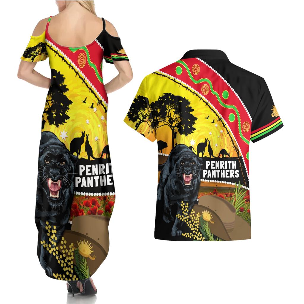 Panthers ANZAC Day Couples Matching Summer Maxi Dress and Hawaiian Shirt Pennies Mascot Rosemary Starring Night Style