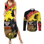 Panthers ANZAC Day Couples Matching Summer Maxi Dress and Long Sleeve Button Shirt Pennies Mascot Rosemary Starring Night Style