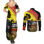 Panthers ANZAC Day Couples Matching Summer Maxi Dress and Long Sleeve Button Shirt Pennies Mascot Rosemary Starring Night Style