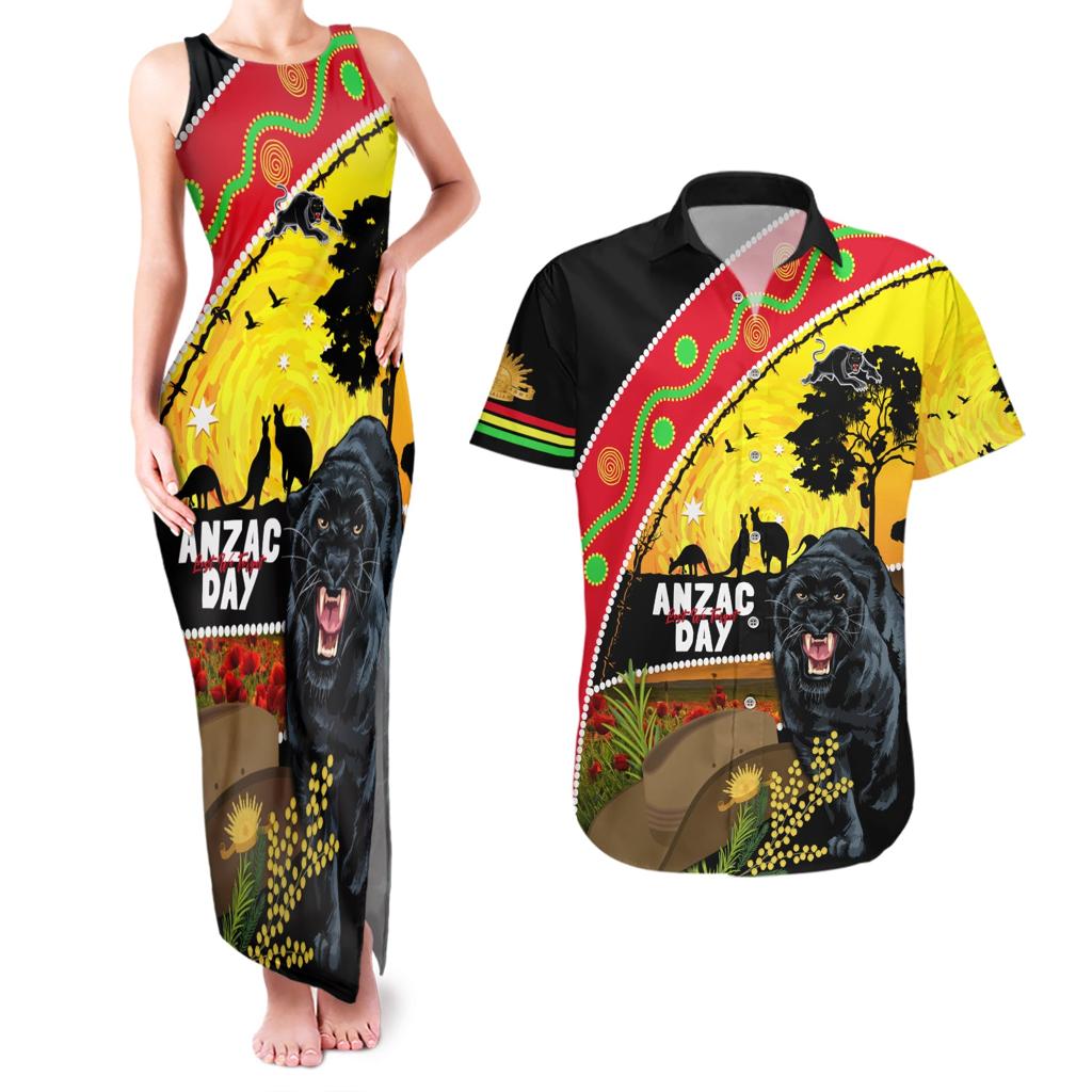 Panthers ANZAC Day Couples Matching Tank Maxi Dress and Hawaiian Shirt Pennies Mascot Rosemary Starring Night Style