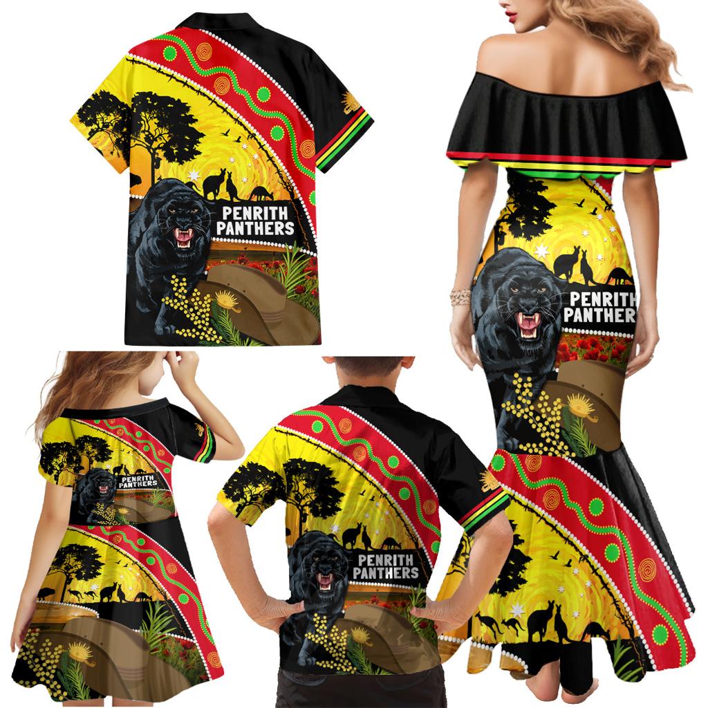 Panthers ANZAC Day Family Matching Mermaid Dress and Hawaiian Shirt Pennies Mascot Rosemary Starring Night Style