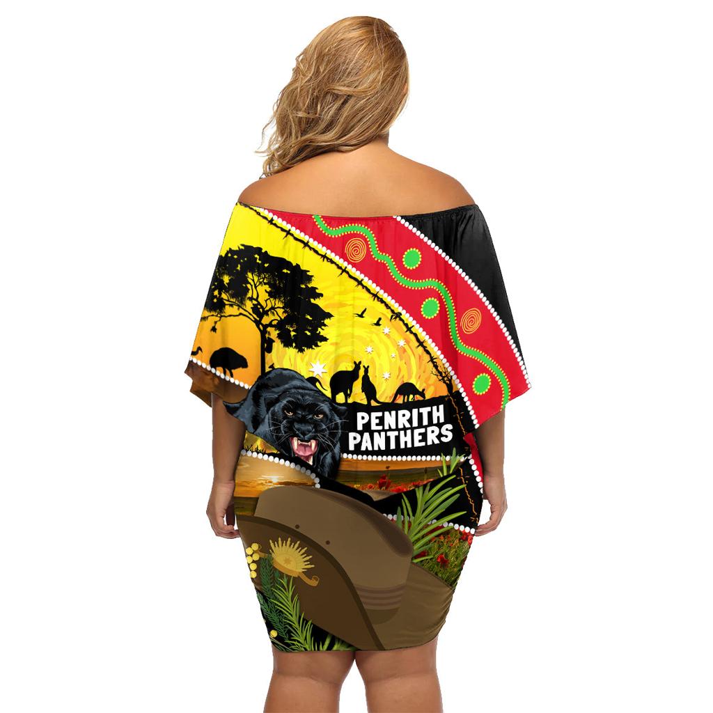 Panthers ANZAC Day Family Matching Off Shoulder Short Dress and Hawaiian Shirt Pennies Mascot Rosemary Starring Night Style