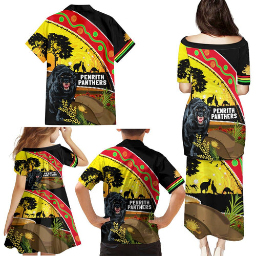 Panthers ANZAC Day Family Matching Puletasi and Hawaiian Shirt Pennies Mascot Rosemary Starring Night Style