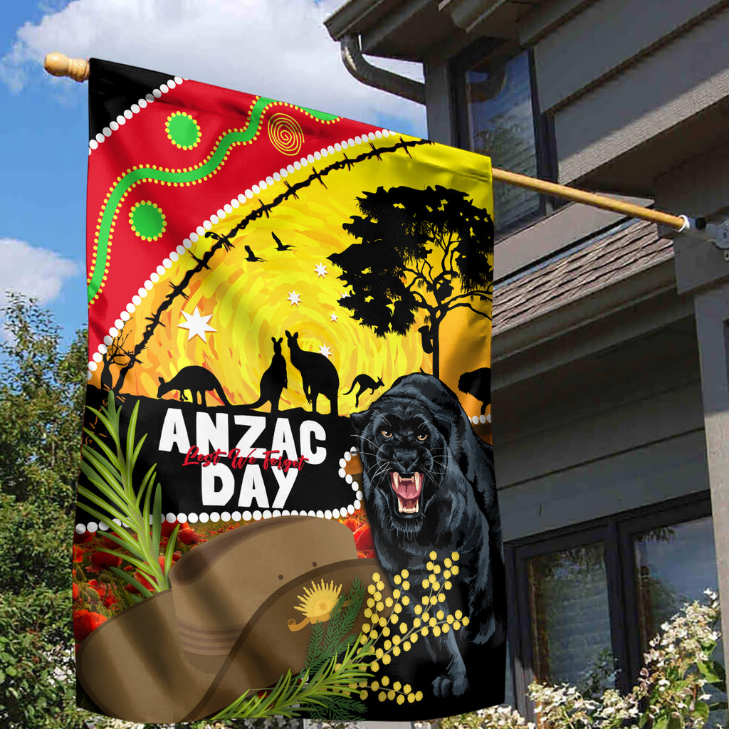 Panthers ANZAC Day Garden Flag Pennies Mascot Rosemary Starring Night Style