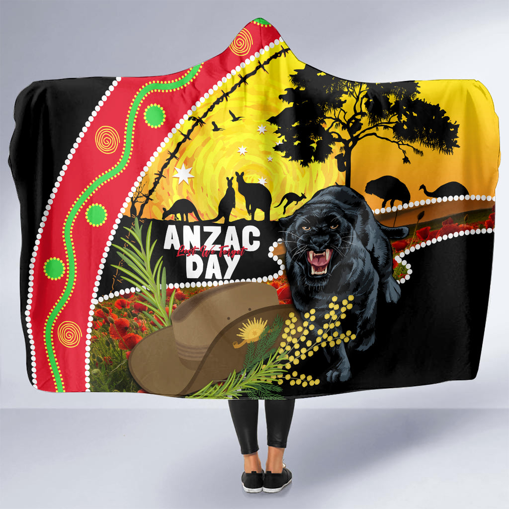 Panthers ANZAC Day Hooded Blanket Pennies Mascot Rosemary Starring Night Style