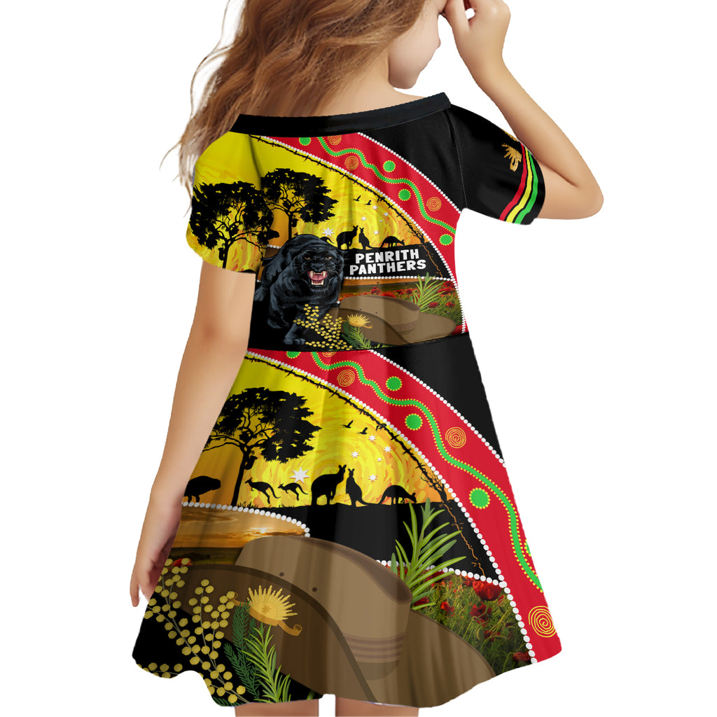 Panthers ANZAC Day Kid Short Sleeve Dress Pennies Mascot Rosemary Starring Night Style