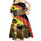 Panthers ANZAC Day Kid Short Sleeve Dress Pennies Mascot Rosemary Starring Night Style