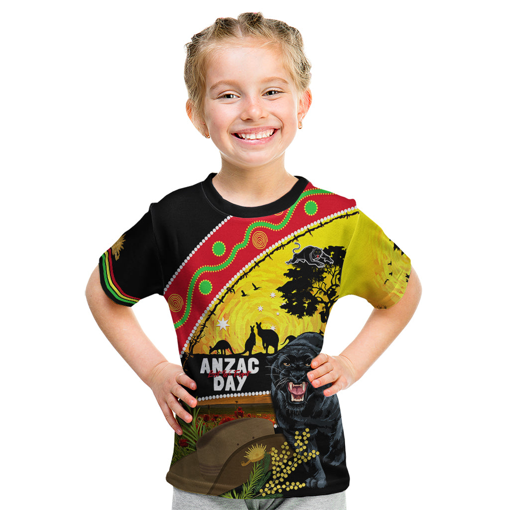 Panthers ANZAC Day Kid T Shirt Pennies Mascot Rosemary Starring Night Style