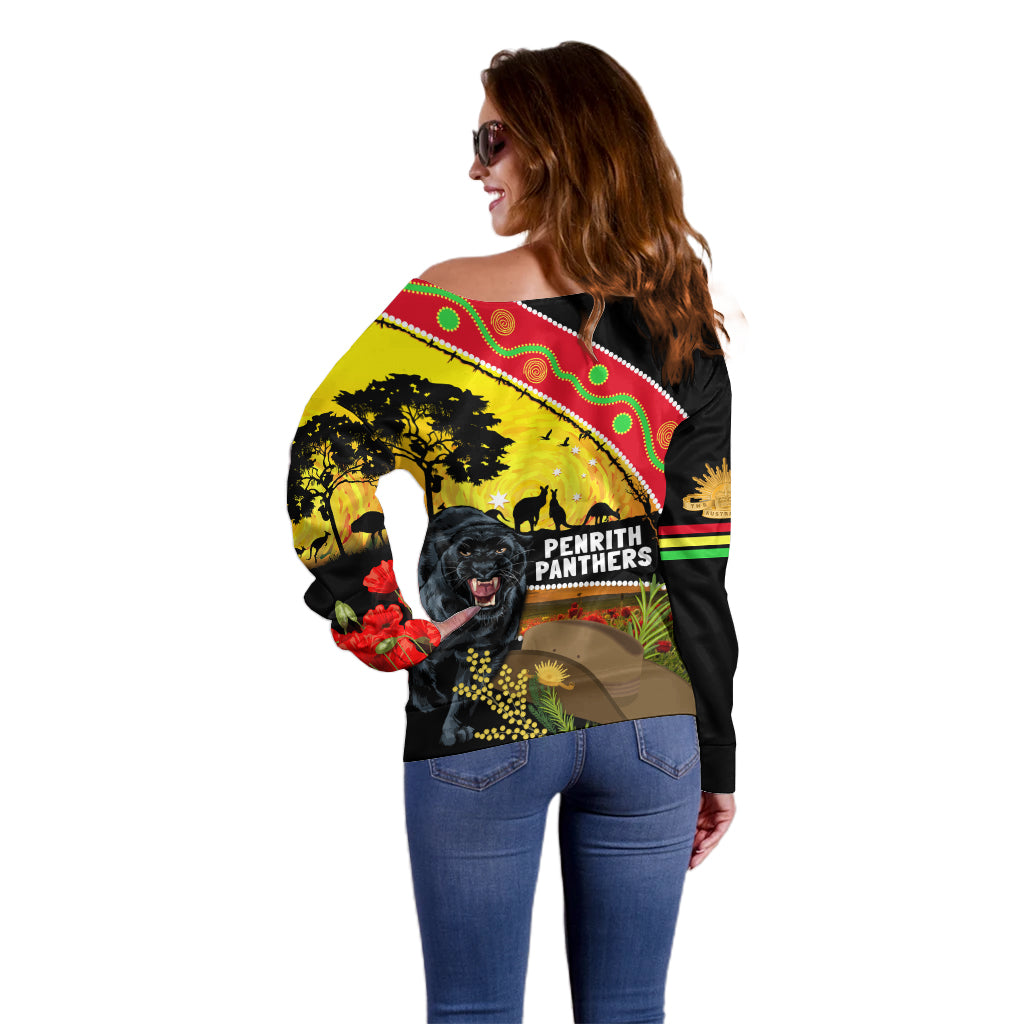 Panthers ANZAC Day Off Shoulder Sweater Pennies Mascot Rosemary Starring Night Style