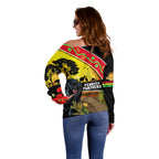 Panthers ANZAC Day Off Shoulder Sweater Pennies Mascot Rosemary Starring Night Style