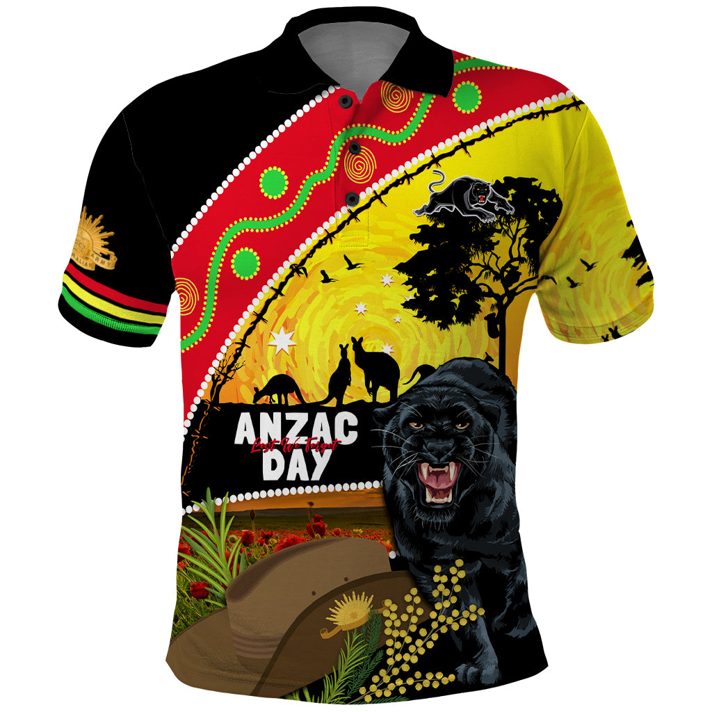 Panthers ANZAC Day Polo Shirt Pennies Mascot Rosemary Starring Night Style