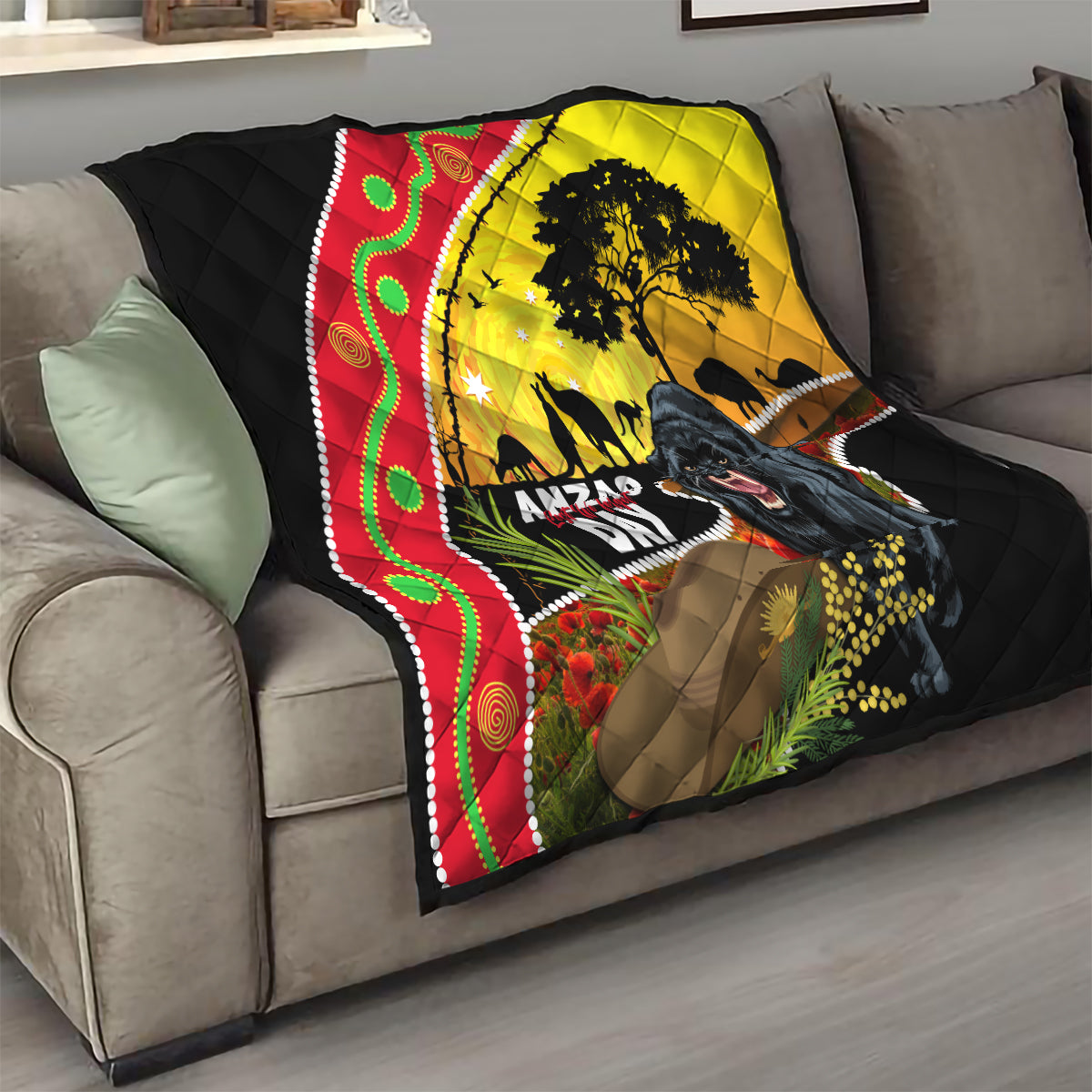 Panthers ANZAC Day Quilt Pennies Mascot Rosemary Starring Night Style