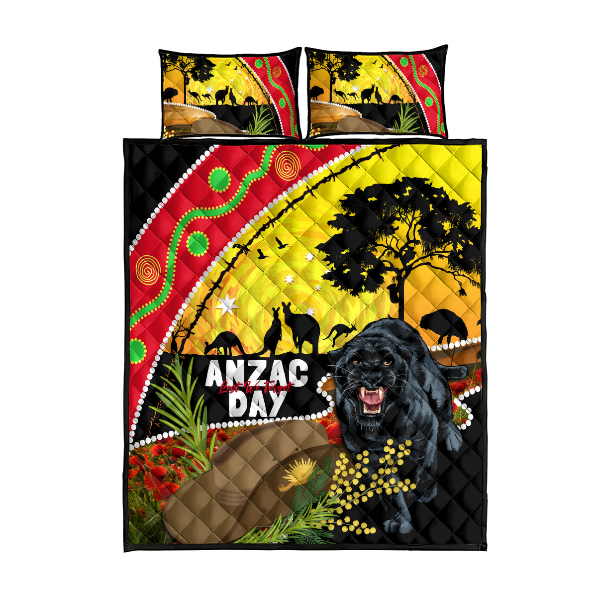 Panthers ANZAC Day Quilt Bed Set Pennies Mascot Rosemary Starring Night Style
