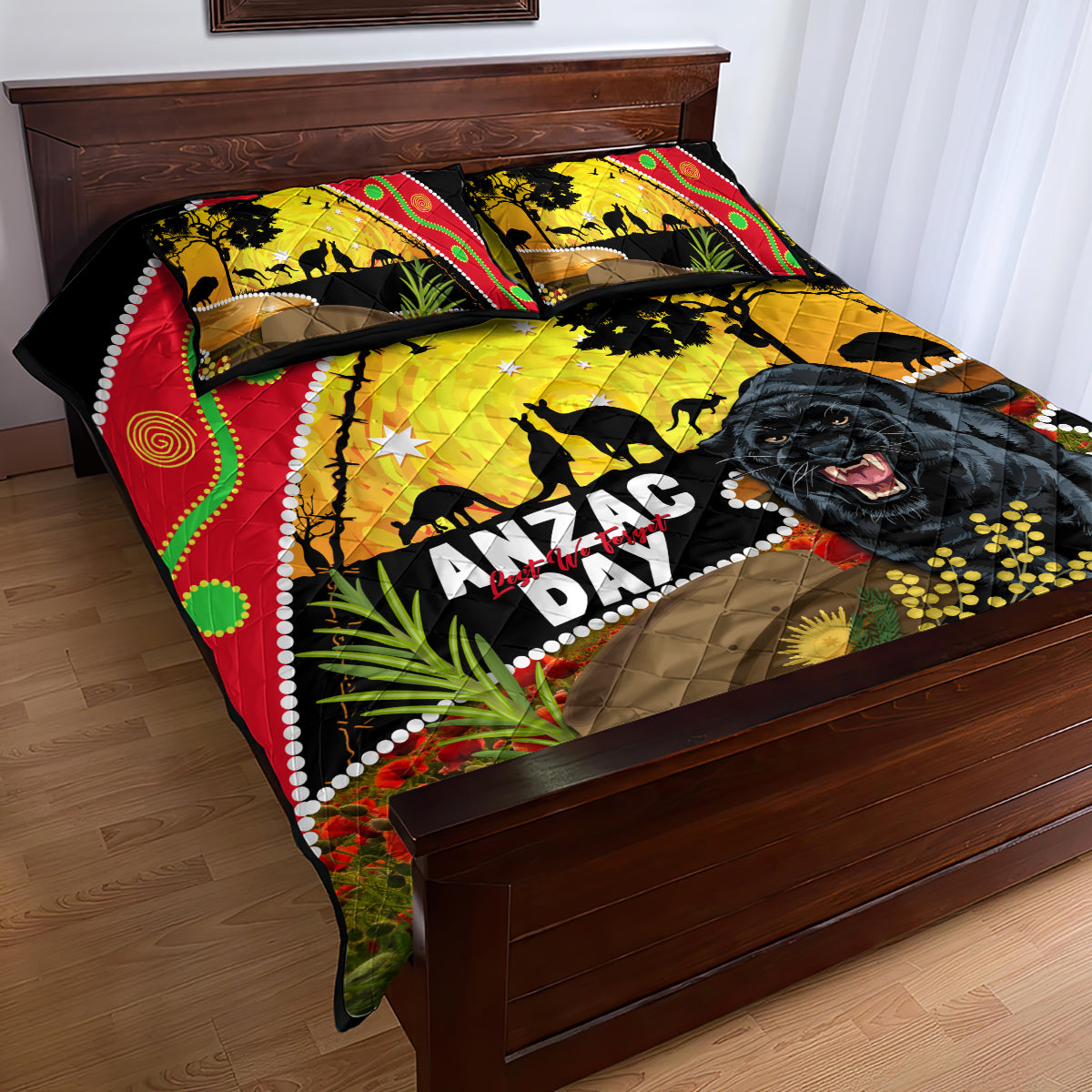 Panthers ANZAC Day Quilt Bed Set Pennies Mascot Rosemary Starring Night Style