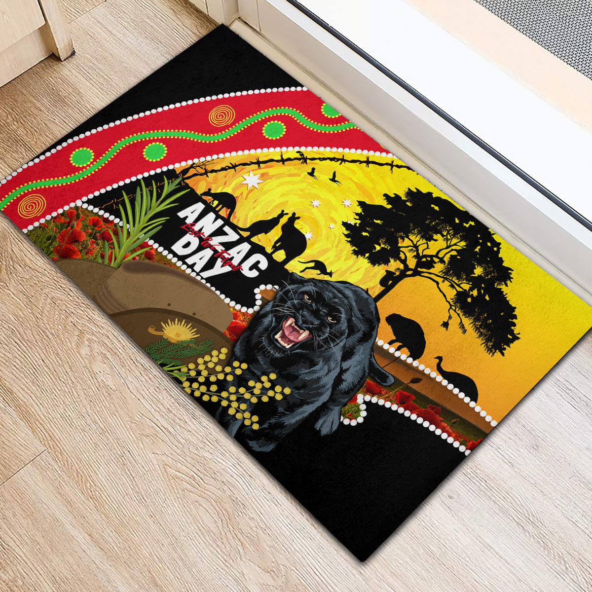 Panthers ANZAC Day Rubber Doormat Pennies Mascot Rosemary Starring Night Style
