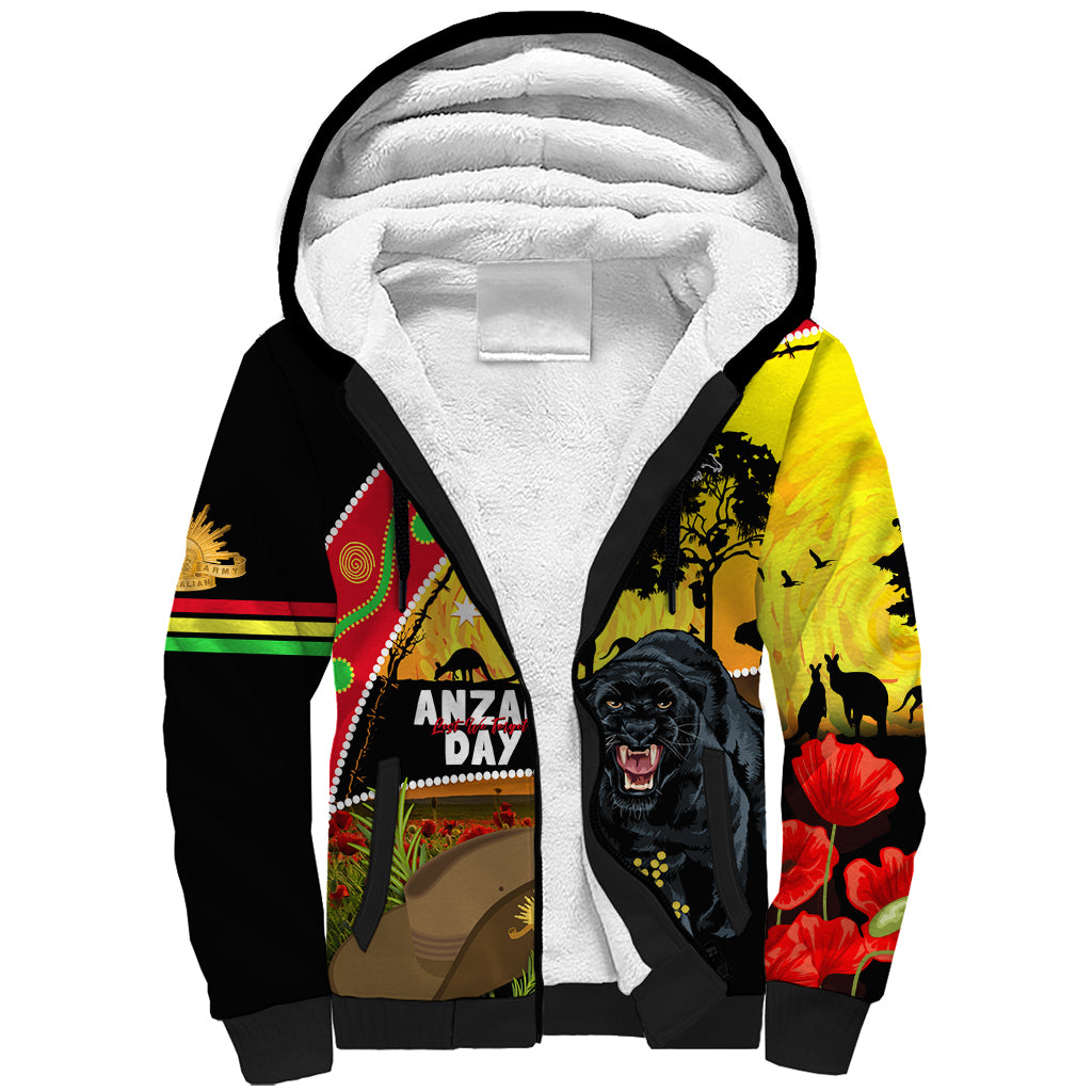 Panthers ANZAC Day Sherpa Hoodie Pennies Mascot Rosemary Starring Night Style