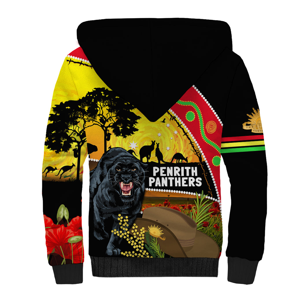 Panthers ANZAC Day Sherpa Hoodie Pennies Mascot Rosemary Starring Night Style