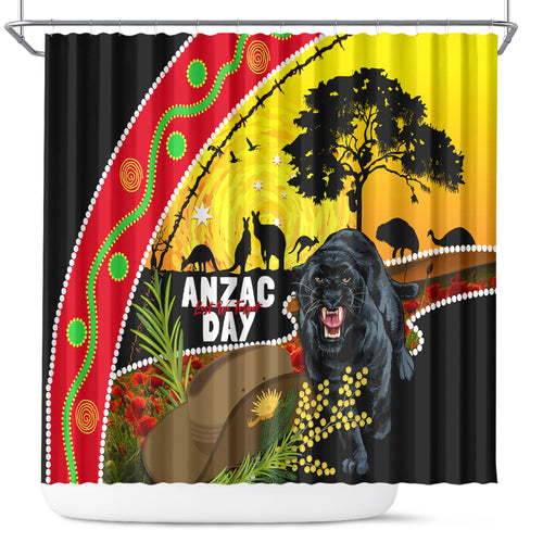 Panthers ANZAC Day Shower Curtain Pennies Mascot Rosemary Starring Night Style