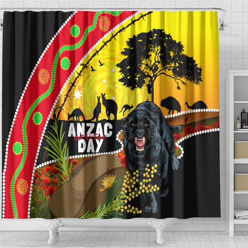 Panthers ANZAC Day Shower Curtain Pennies Mascot Rosemary Starring Night Style