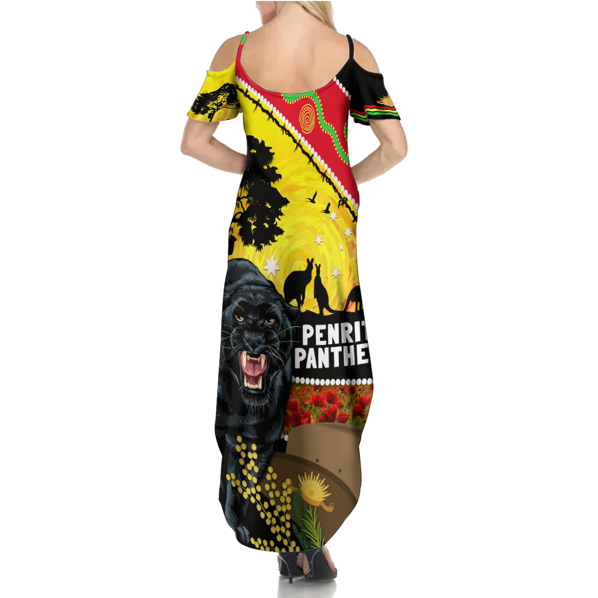 Panthers ANZAC Day Summer Maxi Dress Pennies Mascot Rosemary Starring Night Style