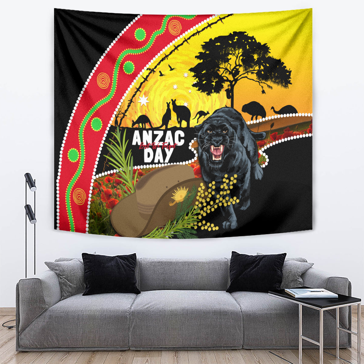 Panthers ANZAC Day Tapestry Pennies Mascot Rosemary Starring Night Style