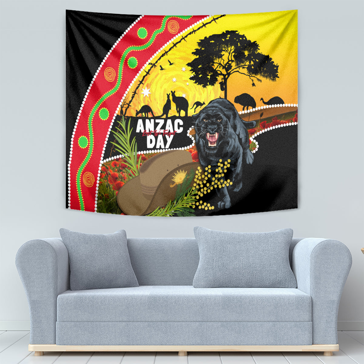 Panthers ANZAC Day Tapestry Pennies Mascot Rosemary Starring Night Style