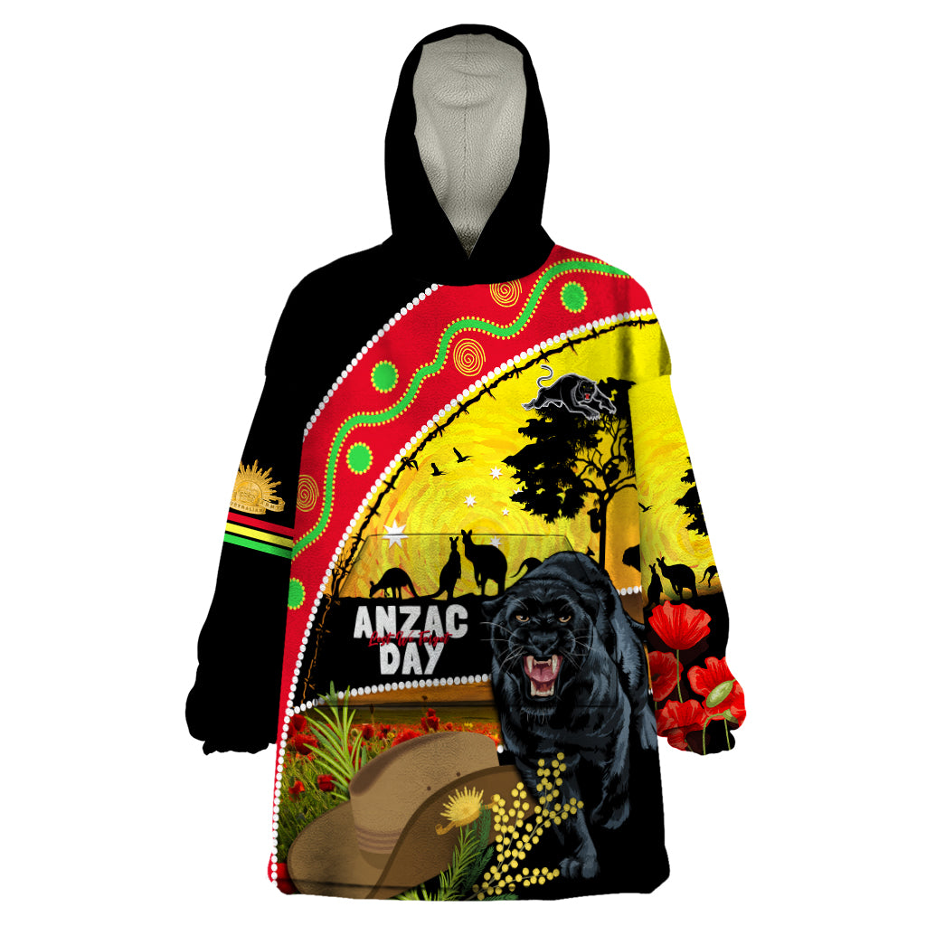 Panthers ANZAC Day Wearable Blanket Hoodie Pennies Mascot Rosemary Starring Night Style