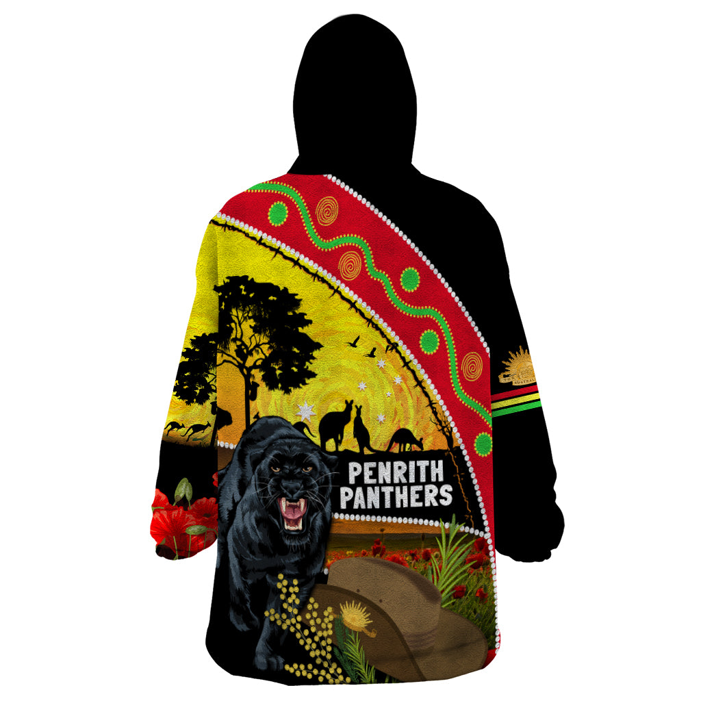 Panthers ANZAC Day Wearable Blanket Hoodie Pennies Mascot Rosemary Starring Night Style