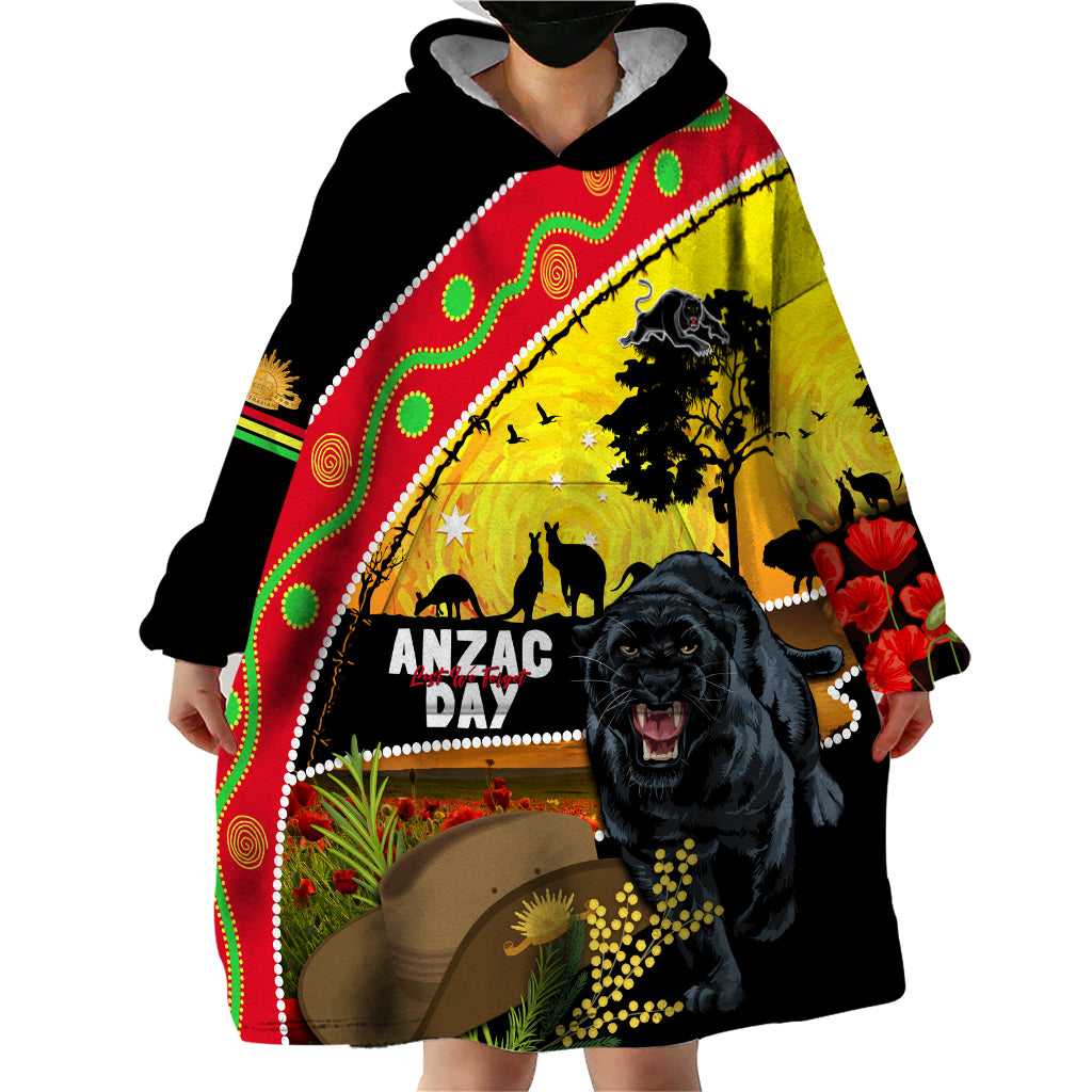 Panthers ANZAC Day Wearable Blanket Hoodie Pennies Mascot Rosemary Starring Night Style