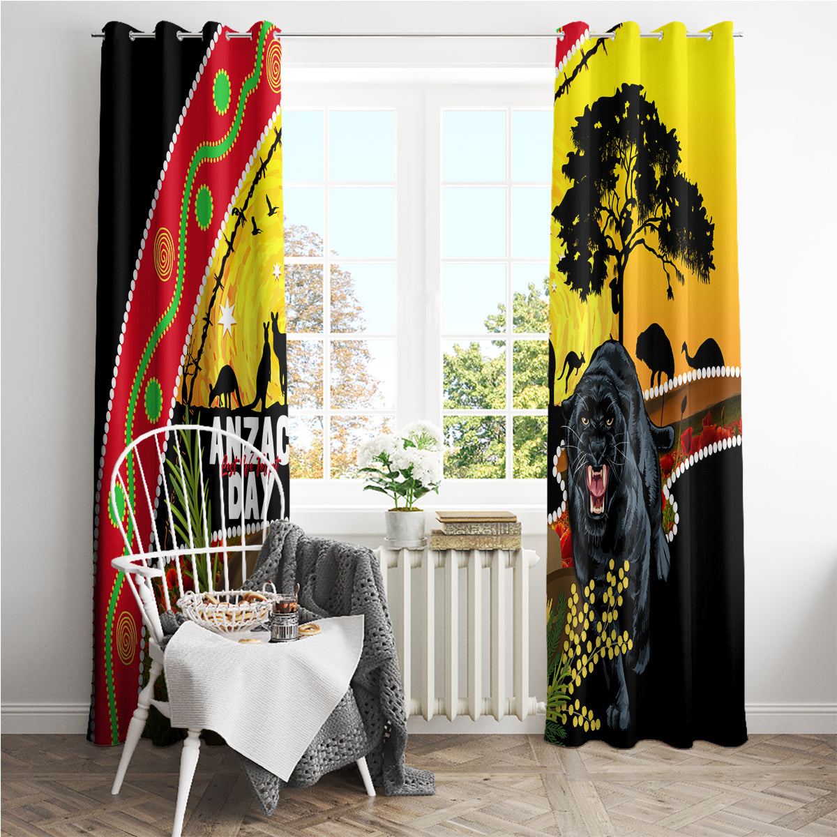 Panthers ANZAC Day Window Curtain Pennies Mascot Rosemary Starring Night Style