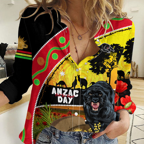 Panthers ANZAC Day Women Casual Shirt Pennies Mascot Rosemary Starring Night Style