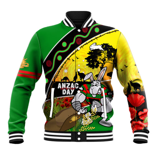 Rabbitohs ANZAC Day Baseball Jacket Souths Mascot Rosemary Starring Night Style