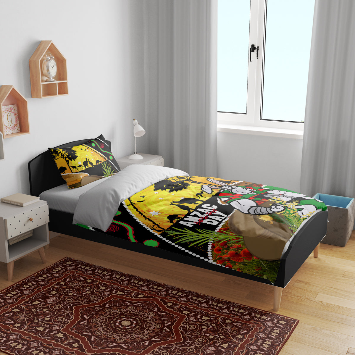 Rabbitohs ANZAC Day Bedding Set Souths Mascot Rosemary Starring Night Style