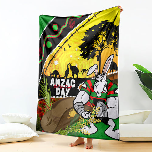 Rabbitohs ANZAC Day Blanket Souths Mascot Rosemary Starring Night Style