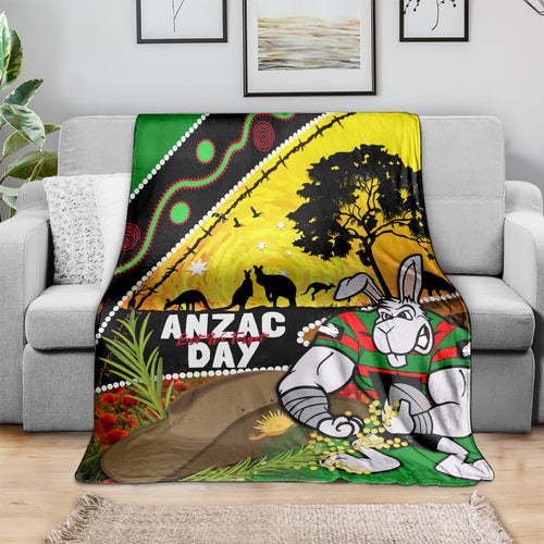 Rabbitohs ANZAC Day Blanket Souths Mascot Rosemary Starring Night Style