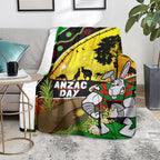 Rabbitohs ANZAC Day Blanket Souths Mascot Rosemary Starring Night Style
