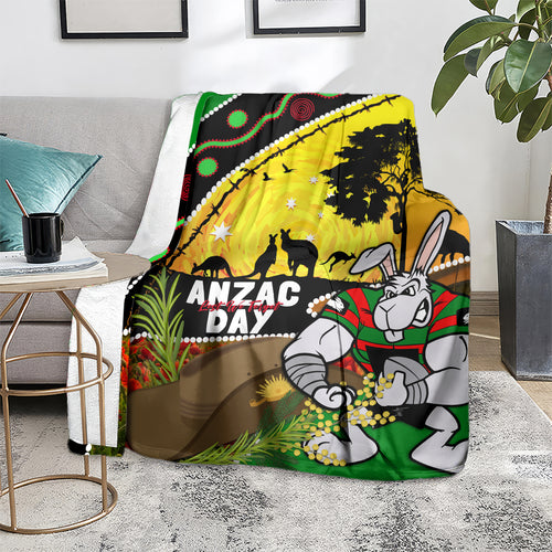 Rabbitohs ANZAC Day Blanket Souths Mascot Rosemary Starring Night Style