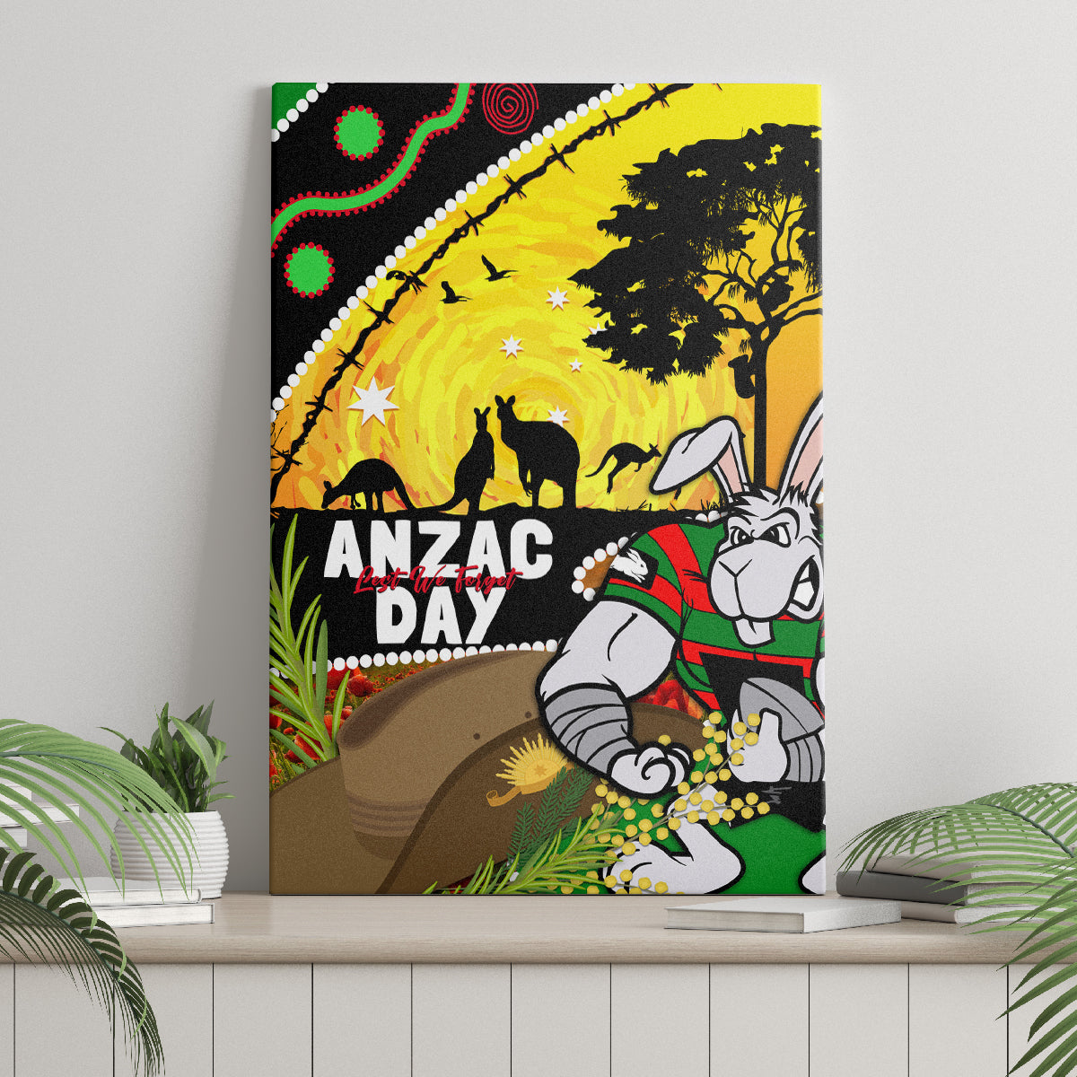 Rabbitohs ANZAC Day Canvas Wall Art Souths Mascot Rosemary Starring Night Style