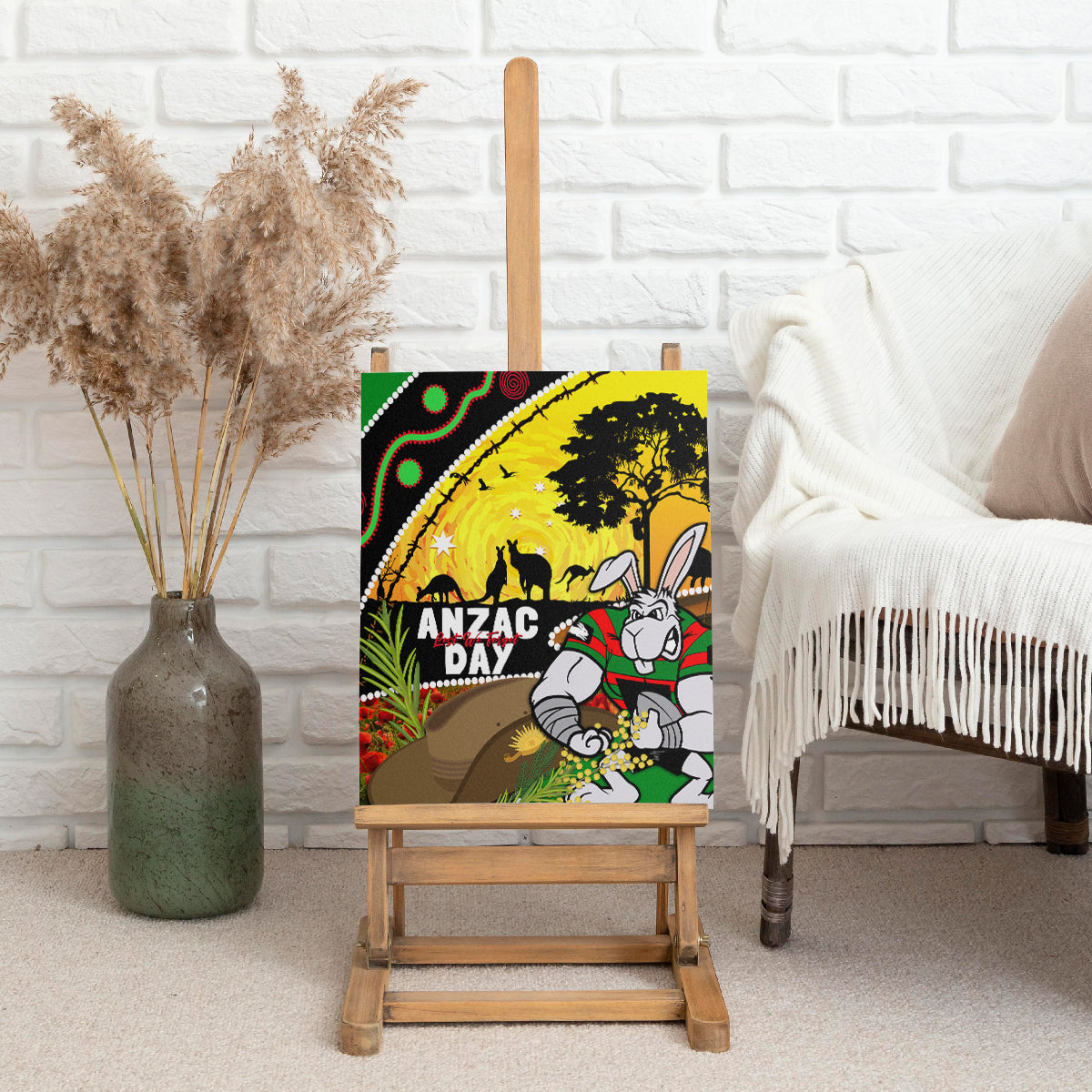 Rabbitohs ANZAC Day Canvas Wall Art Souths Mascot Rosemary Starring Night Style