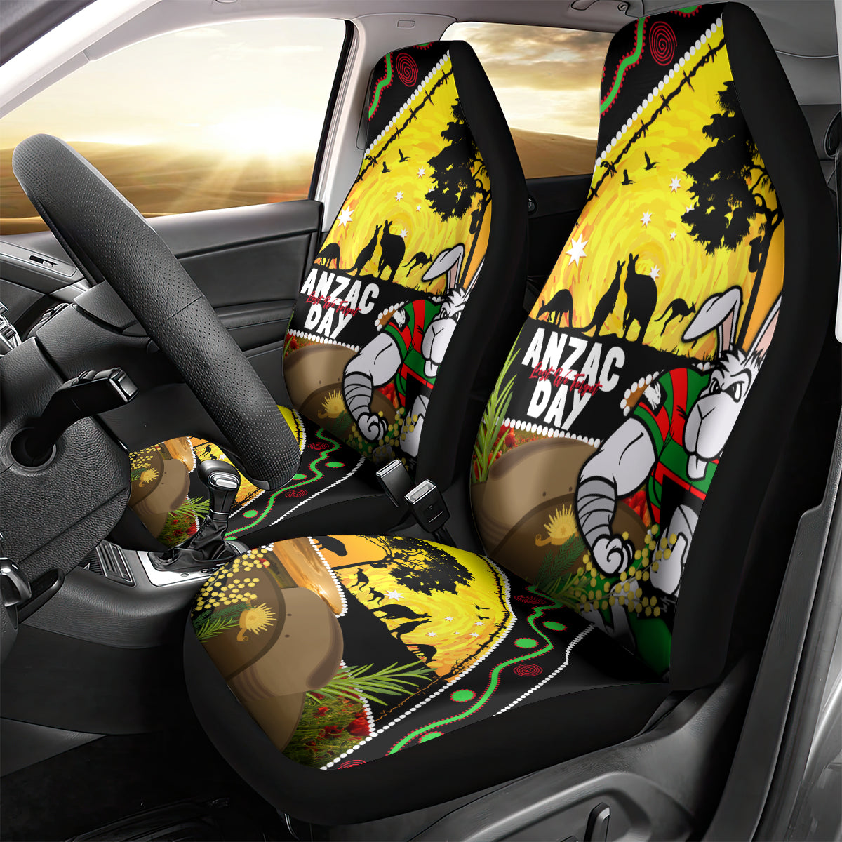 Rabbitohs ANZAC Day Car Seat Cover Souths Mascot Rosemary Starring Night Style