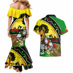 Rabbitohs ANZAC Day Couples Matching Mermaid Dress and Hawaiian Shirt Souths Mascot Rosemary Starring Night Style